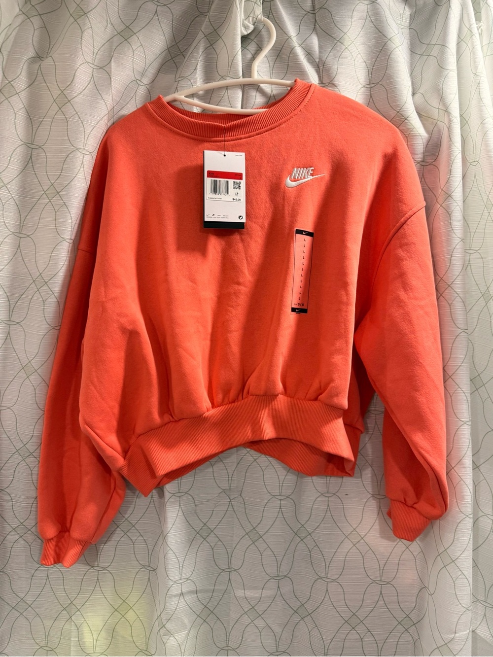 Nike Girls L Coral Orange Oversized Crewneck Sweatshirt NWT